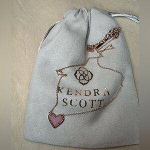 Kendra Scott Rose Gold Ari Heart Pendant Pink Drusy